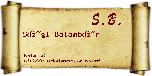Sági Balambér névjegykártya